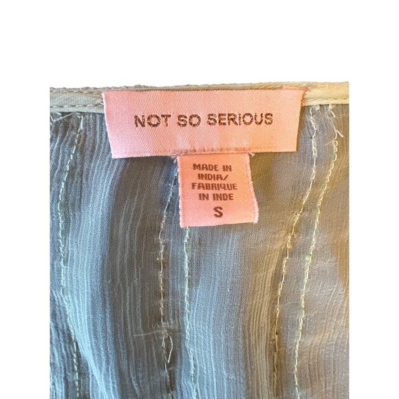 Not So Serious Embroidered Sheer Blouse Floral Detailing & Long Sleeves Boho - Picture 3 of 6